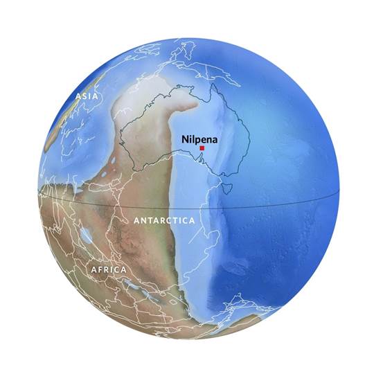 A globe with continents and continents
Description automatically generated